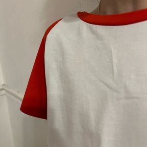 Red and white crop top